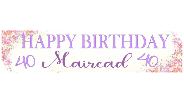 Pretty floral Personalised Birthday Banner