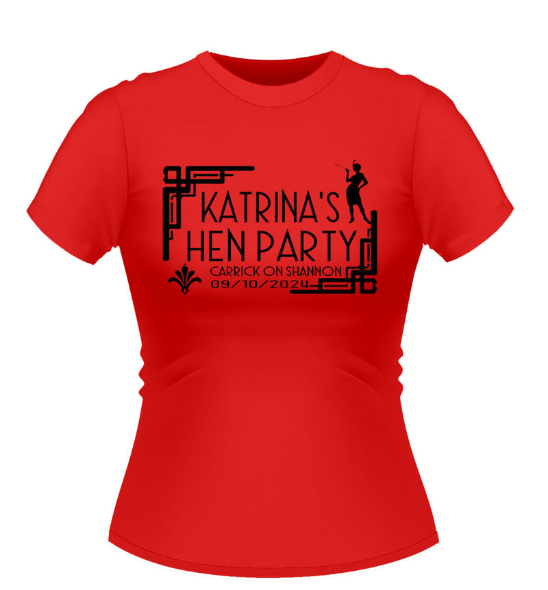Gatsby/Flapper Personalised Hen party Tshirt