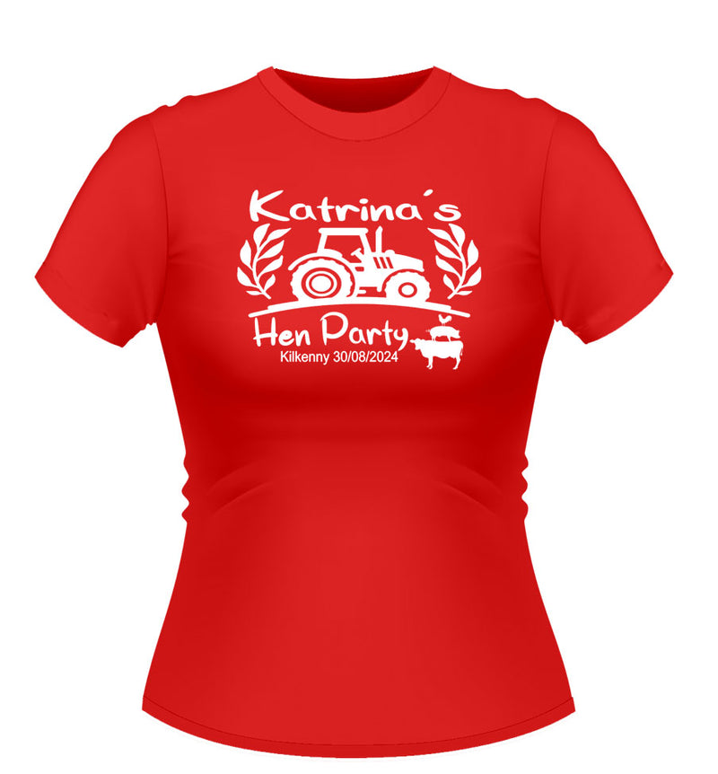 Farmer Theme Personalised Hen Party Tshirt