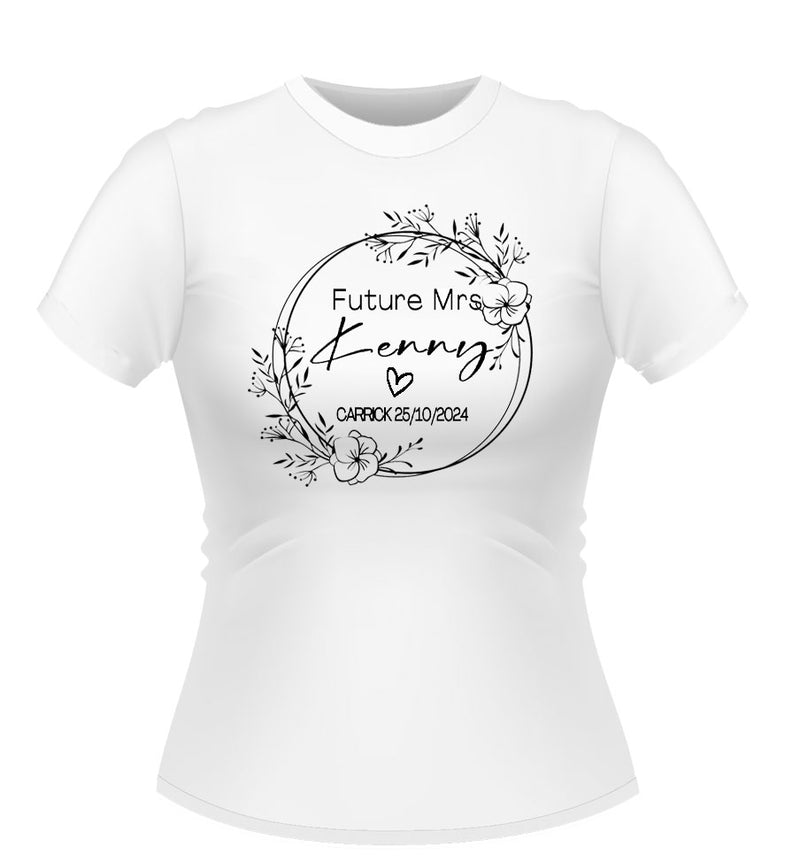 Personalised Pretty Floral Future Mrs.. Tshirt