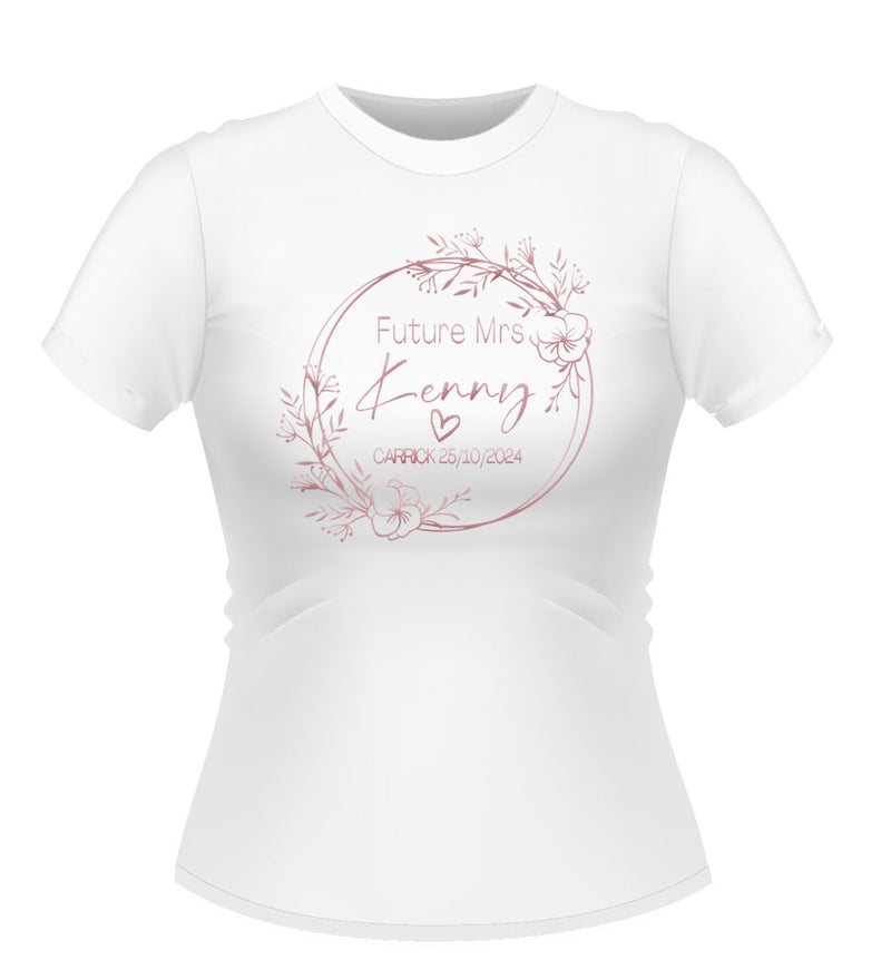 Personalised Pretty Floral Future Mrs.. Tshirt