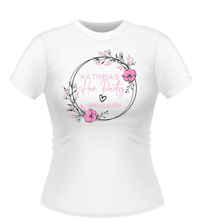 Personalised Pretty Floral Design Hen Party Tshirt