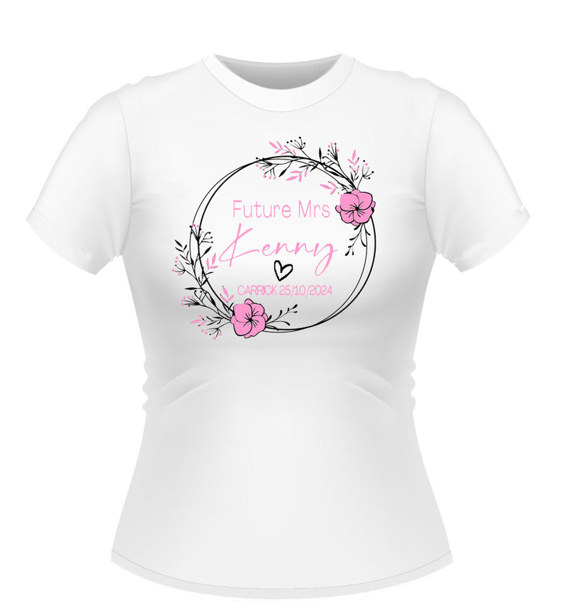 Personalised Pretty Floral Future Mrs.. Tshirt