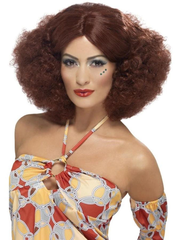 70s Afro Wig, Auburn, with Middle Parting