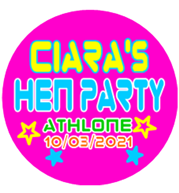 Personalised 80's Theme Hen Party Badge, Pink
