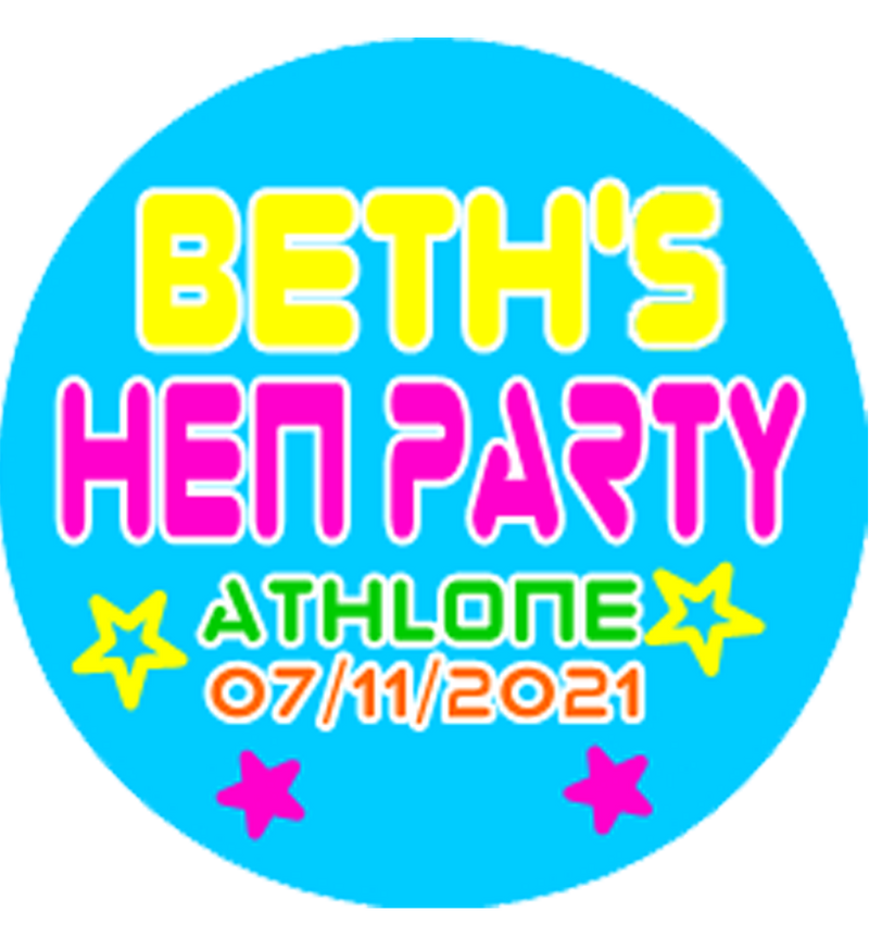 Personalised 80's Theme Hen Party Badge