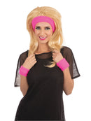 80s Headband And Wristband Set Pink