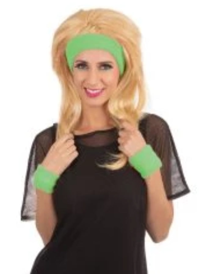 80s Headband And Wristband Set Green