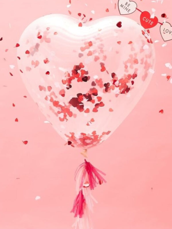 Giant Heart Shaped Confetti Filled Balloon