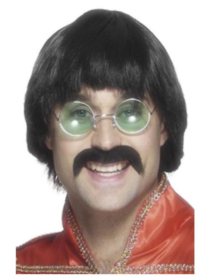 70s Mersey Wig and Tash, Black