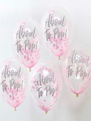 About To Pop! Pink Baby Shower Confetti Balloons