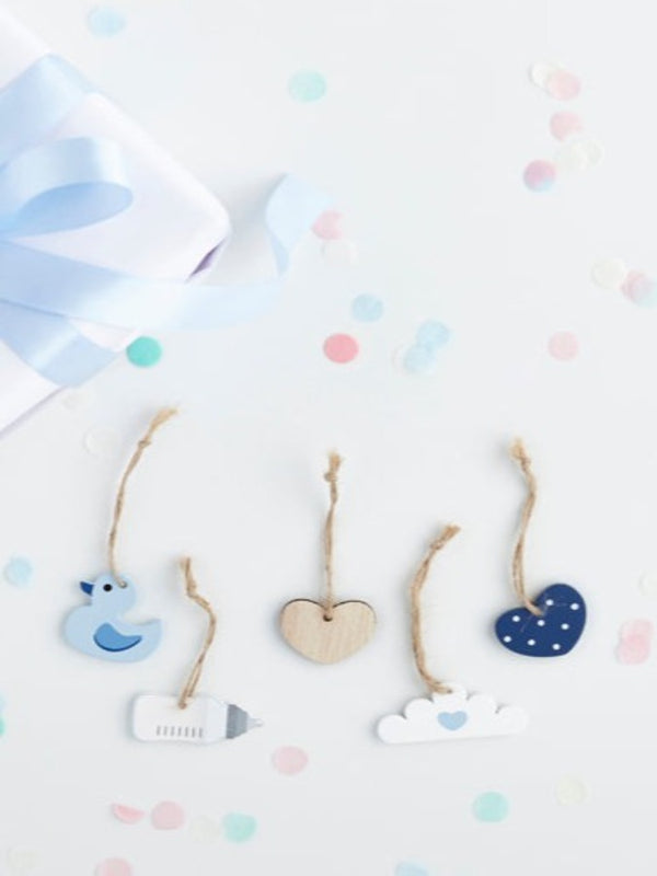 BLUE WOODEN TAGS(5)