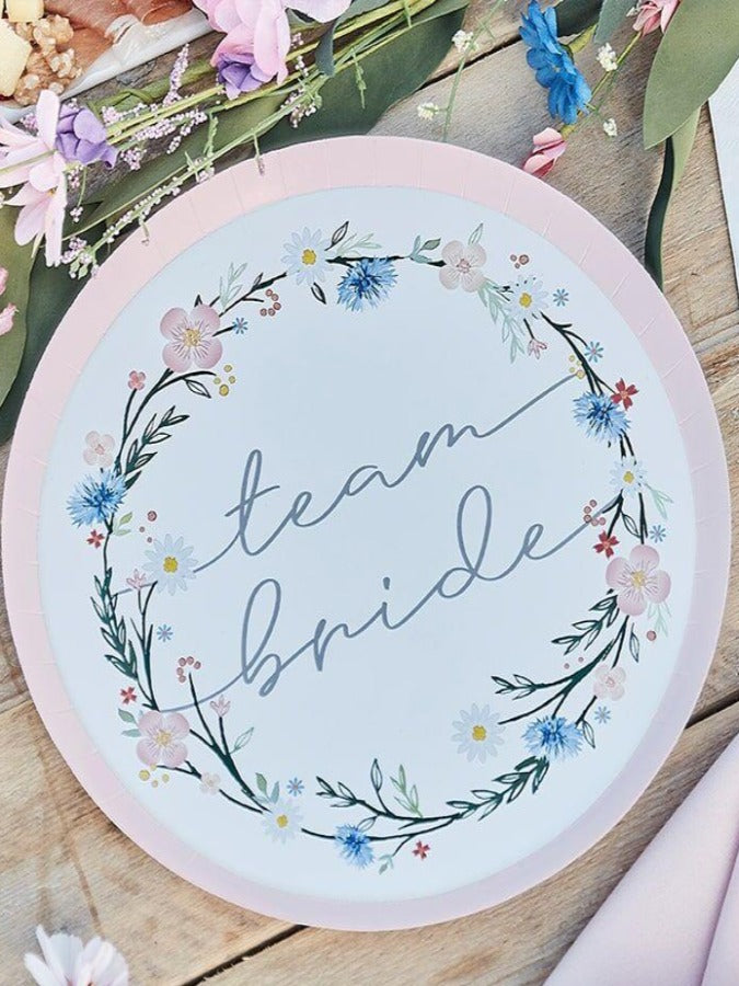 BOHO FLORAL ECO TEAM BRIDE HEN PARTY PLATES (8)