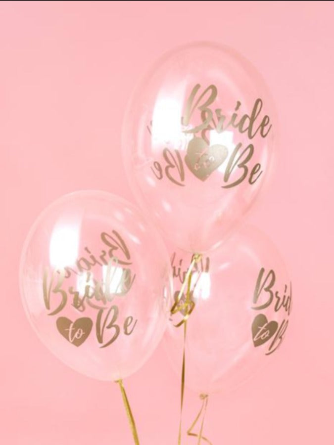 6 Bride to be, Crystal Clear Balloons