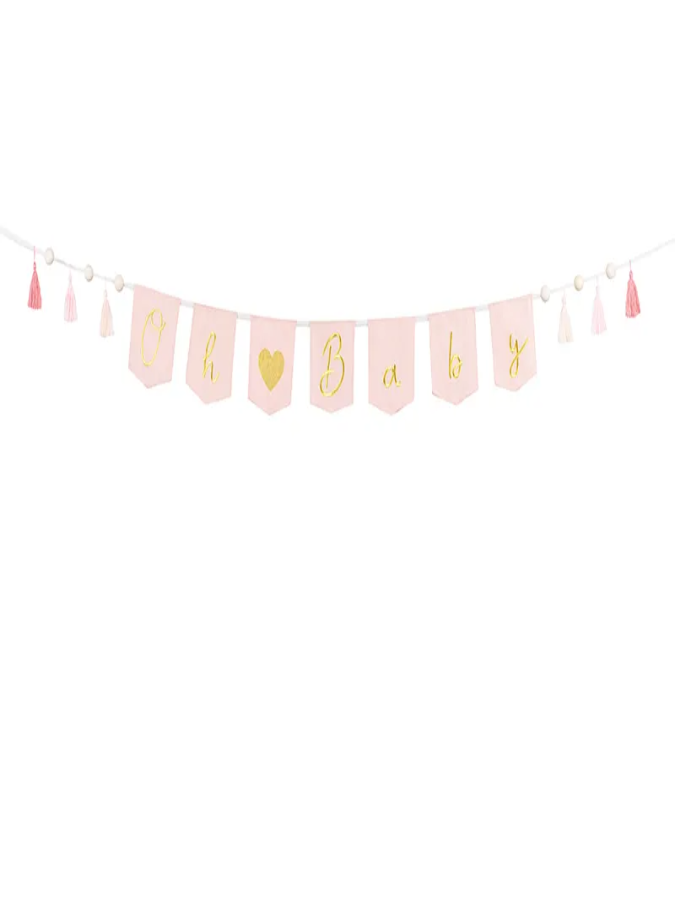 Deluxe Fabric Banner Oh baby Light Pink