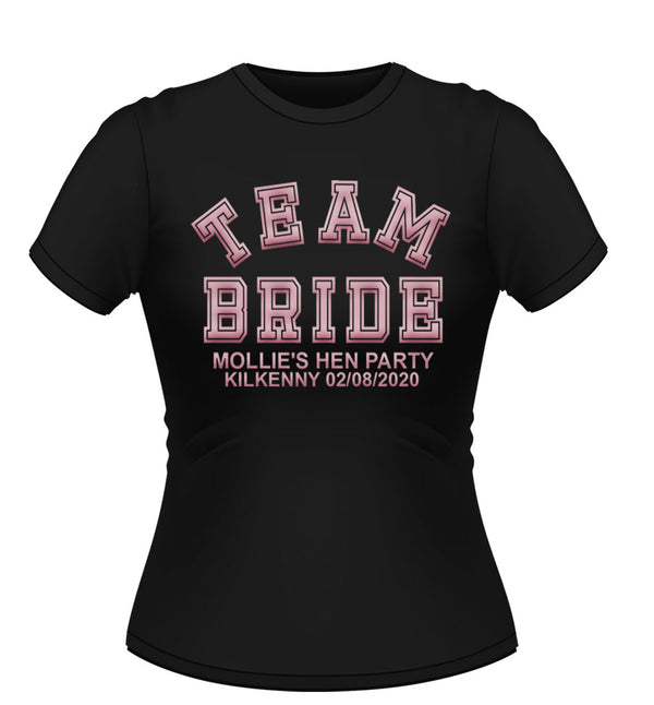 'TEAM BRIDE' Personalised Hen Party T-shirt