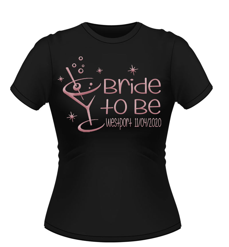 Bride to Be 'Martini' Glass Personalised Hen Party Tshirt