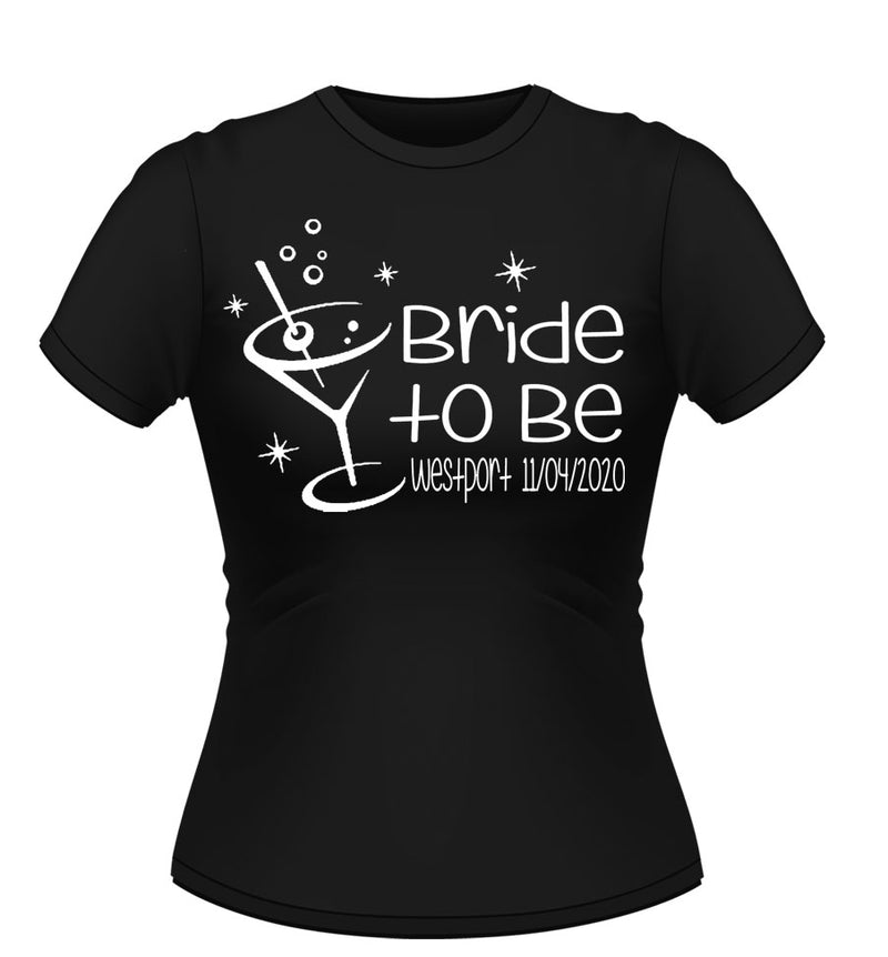 Bride to Be 'Martini' Glass Personalised Hen Party Tshirt