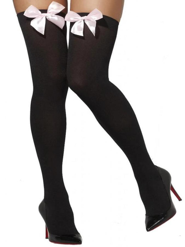 Black Stockings with Pink Bows