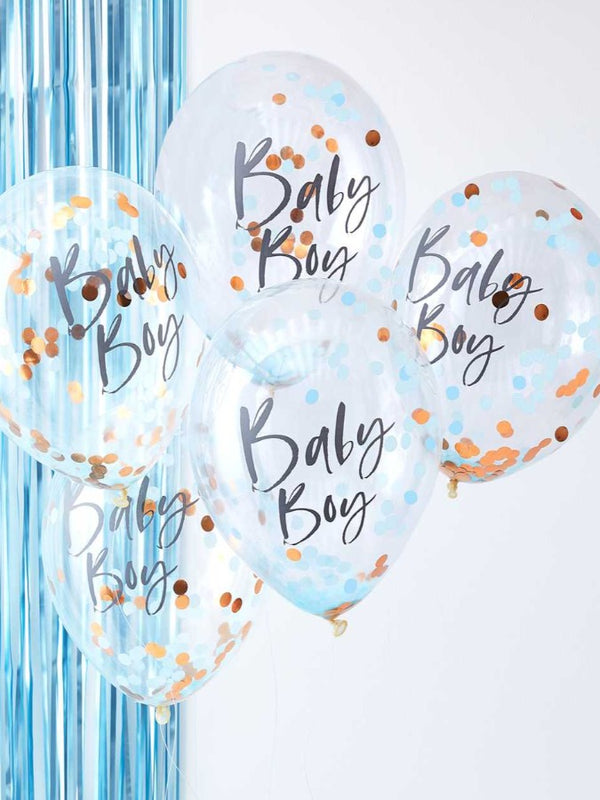 Blue Baby Boy Baby Shower Confetti Balloons