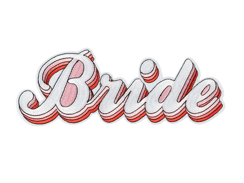 Bride Iron on Patch Pink and White