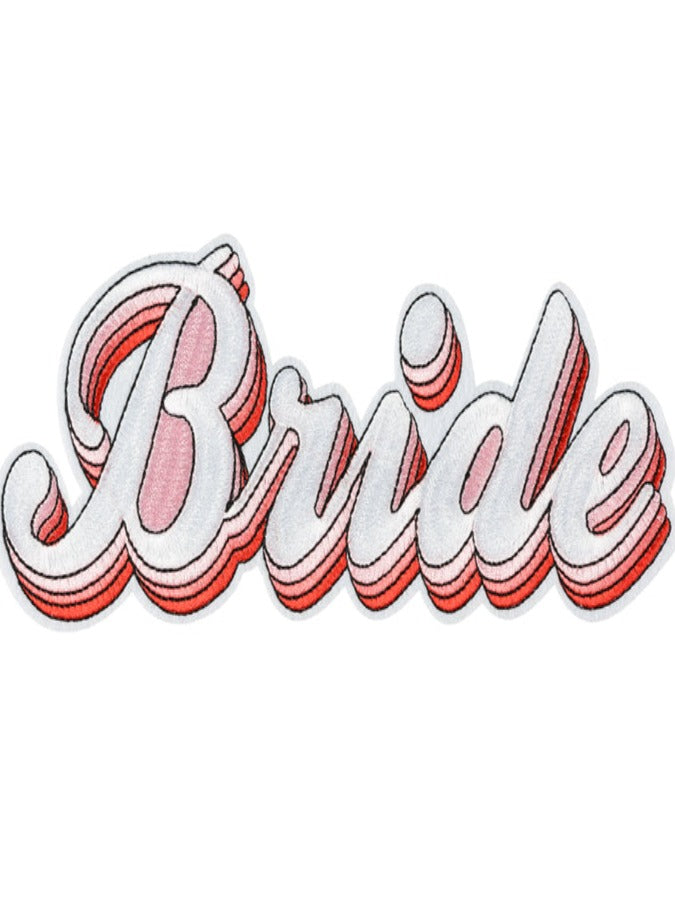 Bride Iron on Patch Pink and White
