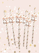 6 pack Bride Tribe Rose Gold Straws