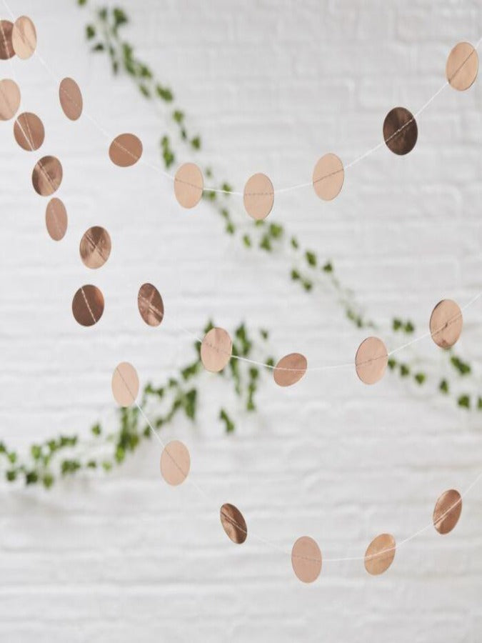 CIRCLE ROSE GOLD PARTY BUNTING