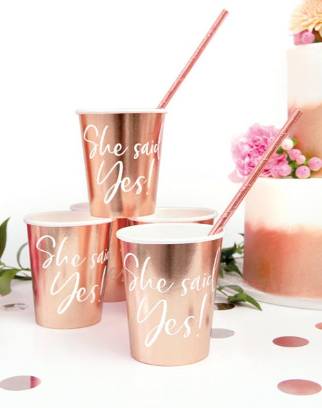 Cups She said yes!, rose gold x 6