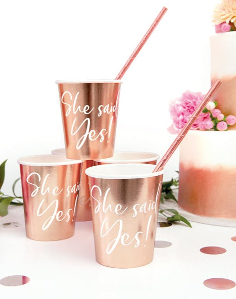 Cups She said yes!, rose gold x 6