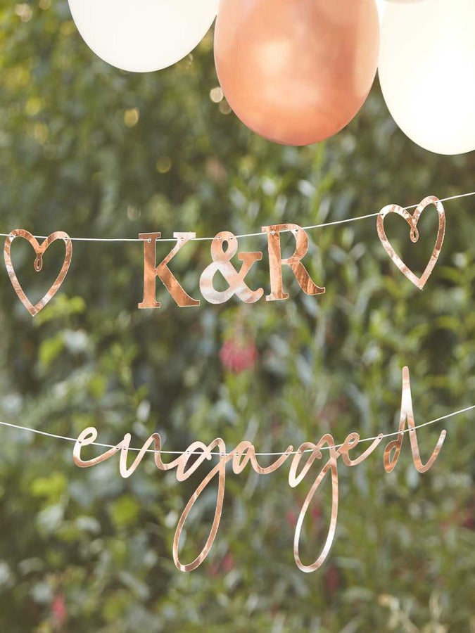 Customisable Rose Gold Engaged Bunting