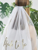 Eucalyptus crown with veil and gold bride to be text 