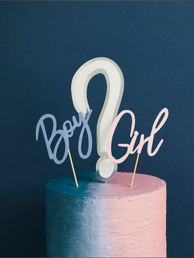 GENDER REVEAL CARD CAKE TOPPER SET