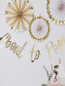 Gold Foiled About to Pop Baby Shower Banner
