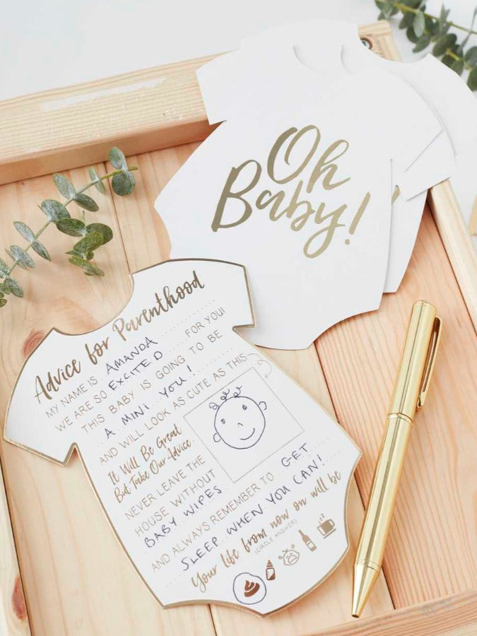 Gold Foiled Baby Shower Advice Cards