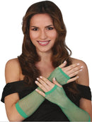 Green Fingerless fishnet gloves