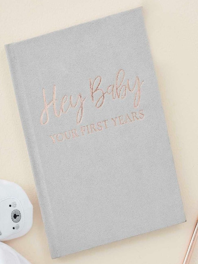 Grey Suede Baby Journal Book