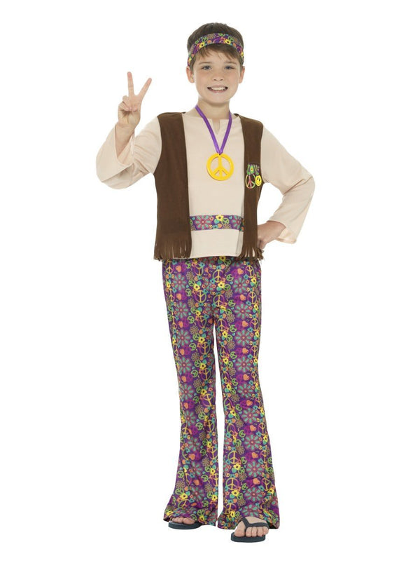 HIPPIE KIDS COSTUME, WITH TOP, ATTACHED WAISTCOAT