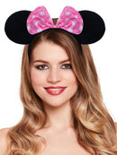 Pink Headband Mouse Ears With pink Bow