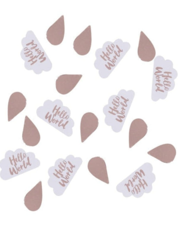 Hello World -Rose Gold Baby Shower Confetti