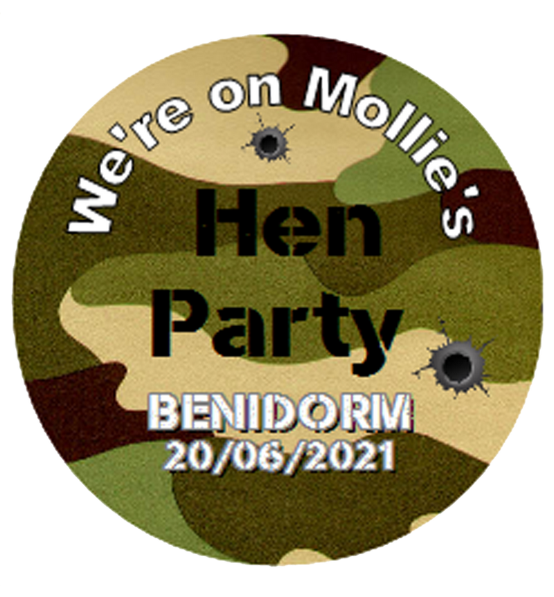 Personalised Hen Party Army Badge