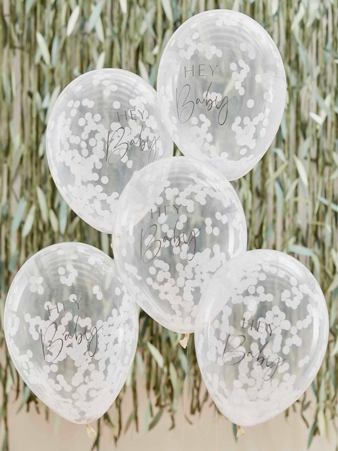 Hey Baby Shower Confetti Balloons