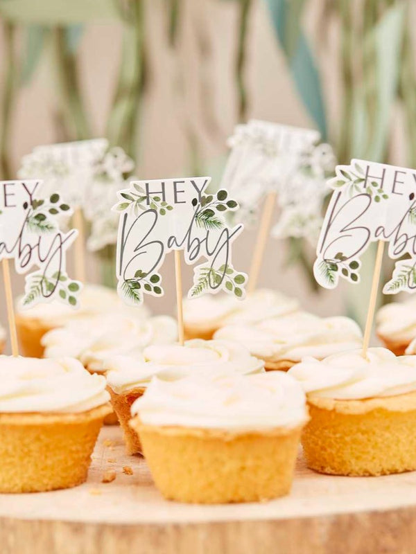 Hey Baby Shower Cupcake Toppers
