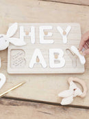 Hey Baby Wooden Puzzle Baby Shower Guest Book