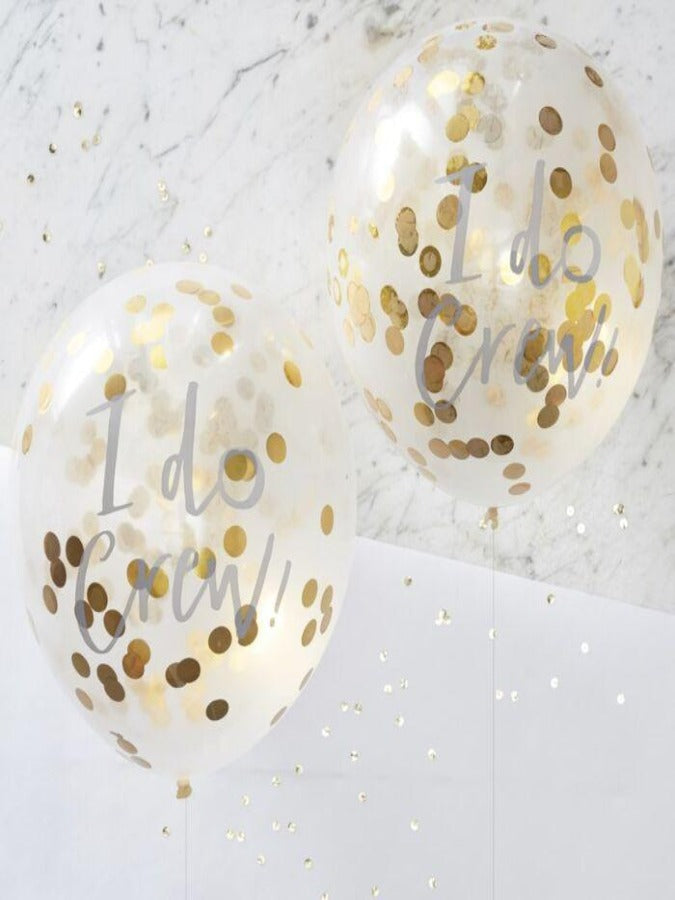 I Do printed transparent balloon  with Gold Confetti  inside