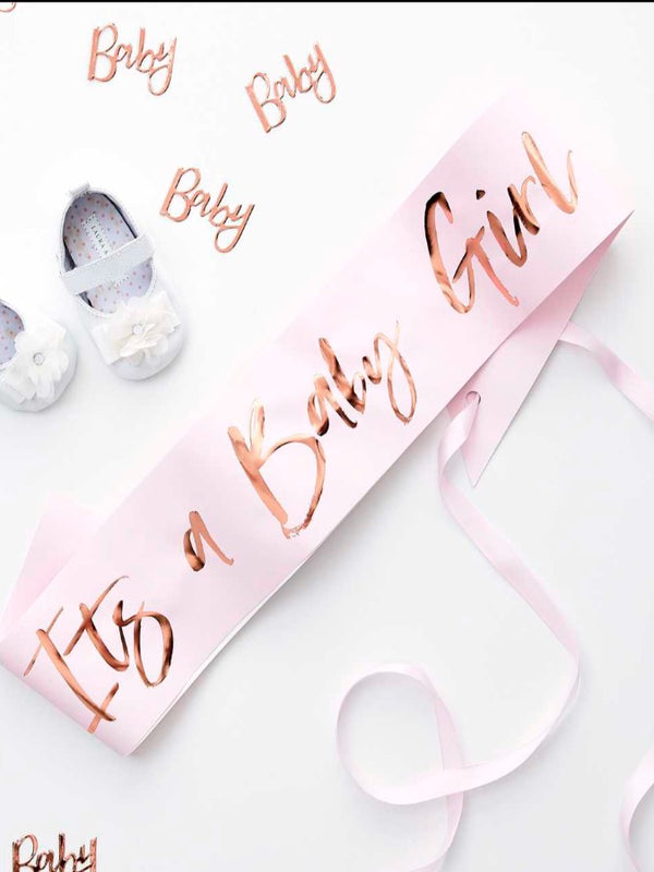 It's a Baby Girl Pink Baby Shower Sash