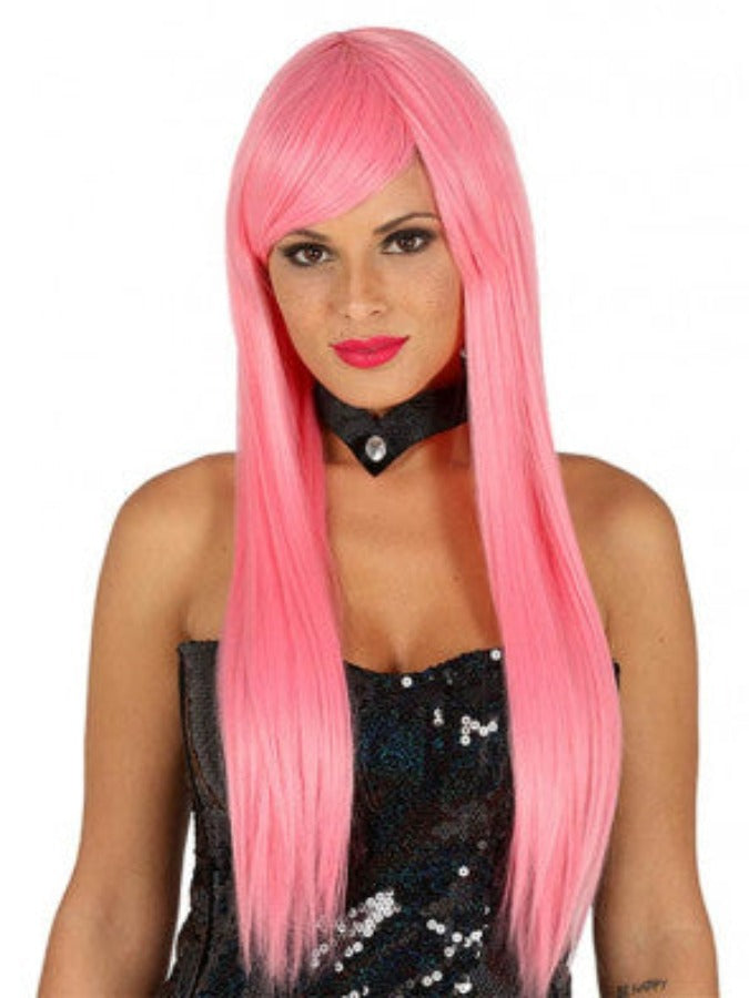 Long Straight Pink Bob Wig
