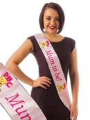 Pink Mum to Be Sash with Embroidered Logo