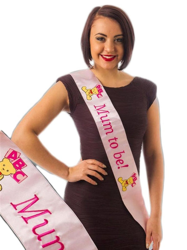 Pink Mum to Be Sash with Embroidered Logo