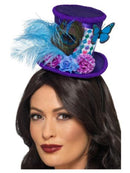 Mad Hatter Mini Feather Hat, Purple
